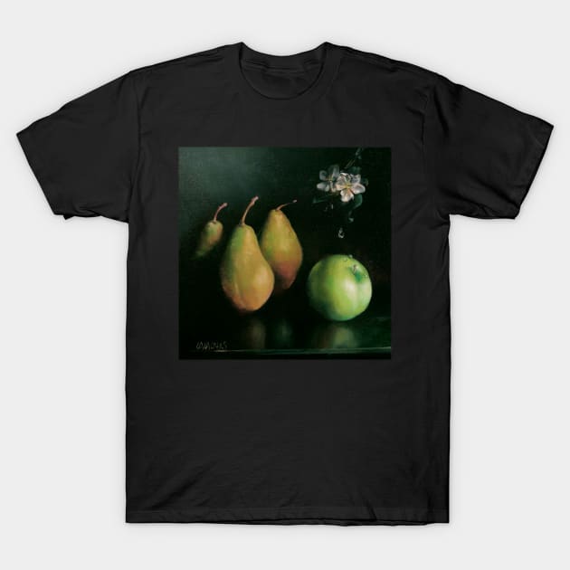 Tantric Fruits 4: Be Yourself. Dutch Still Life with Apple and Pears. T-Shirt by Lala Lotos